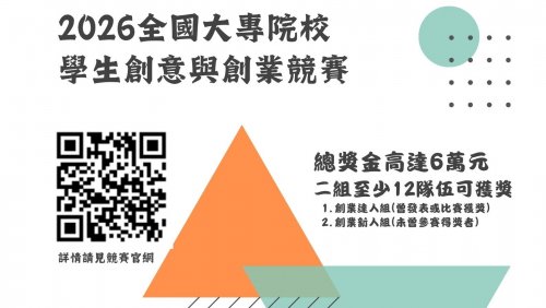 【競賽訊息】2026全國大專院校學生創意與創業競賽