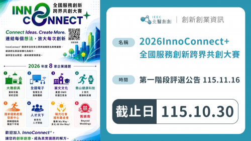 【競賽訊息】2026 InnoConnect+ 全國服務創新跨界共創大賽